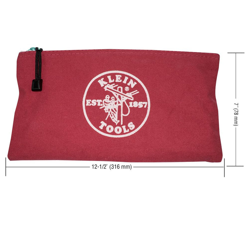 Klein Tools 5141 Zipper Tool Bag, Canvas Zipper Bag, Tool Pouch, Tool Bag, Utility Bag, Bank Deposit Bag, 12.5 x 7-Inch, Brown/Black/Gray/Red 4-Pack Red, Gray, Black, Brown