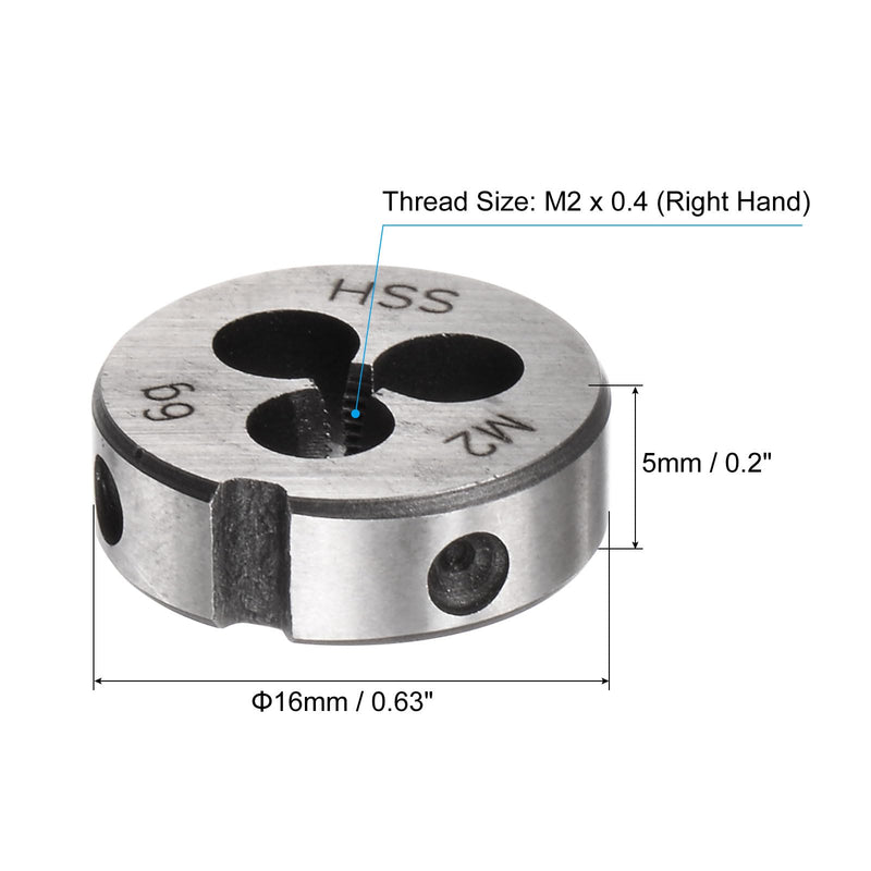 uxcell Round Threading Dies, Metric M2 x 0.4 Thread (Right Hand), High Speed Steel (HSS) Screw Cutting Die Repair Tool
