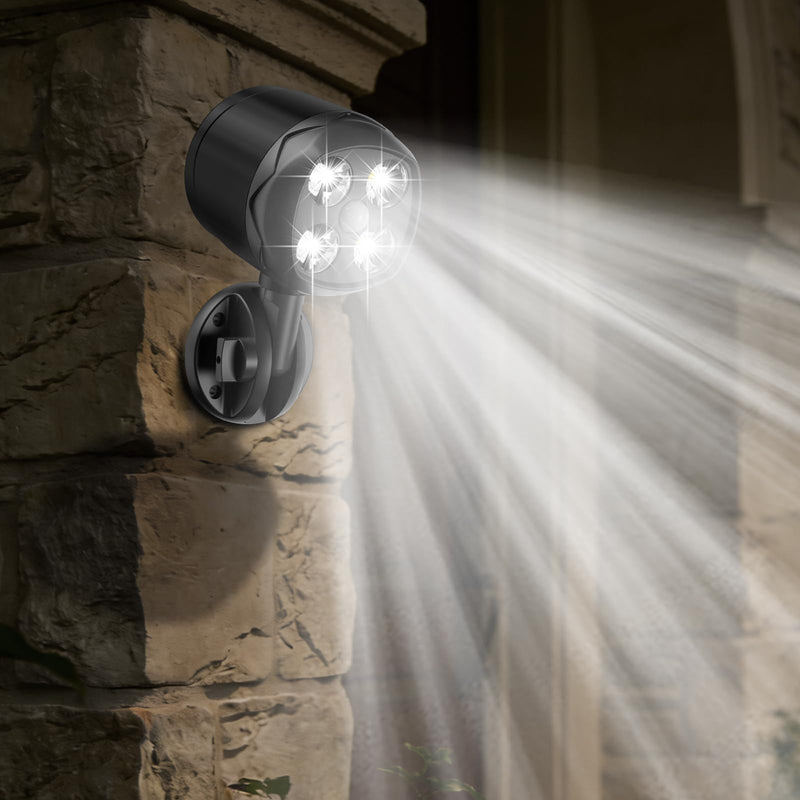 Battery Operated Outdoor Motion Sensor Light, 600LM 6000K Waterproof Wide-Angle Detection Auto On/Off Wall Light,for Garage, Yard, Front Door, Stair and Driveway (2 Packs) 2 Packs
