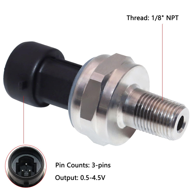 100 Psi Oil Fuel Pressure Sensor Transducer Sender with Harness Kit for Oil Air Fuel Gas Water 1/8" NPT Thread 316 Stainless Steel 0-100 Psi Oil Pressure Sensor Transmitter