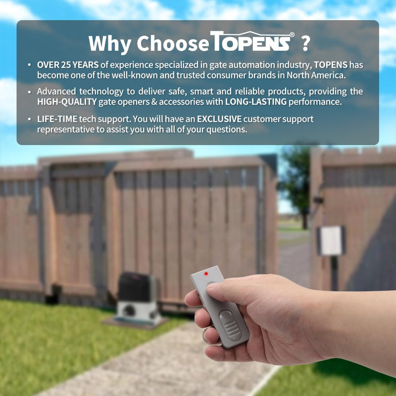 TOPENS TC173 Wireless Push Button for Automatic Swing Sliding Gate Opener Garage Door Opener Surface Mounted Portable Switch Security Gate Operator Accessory