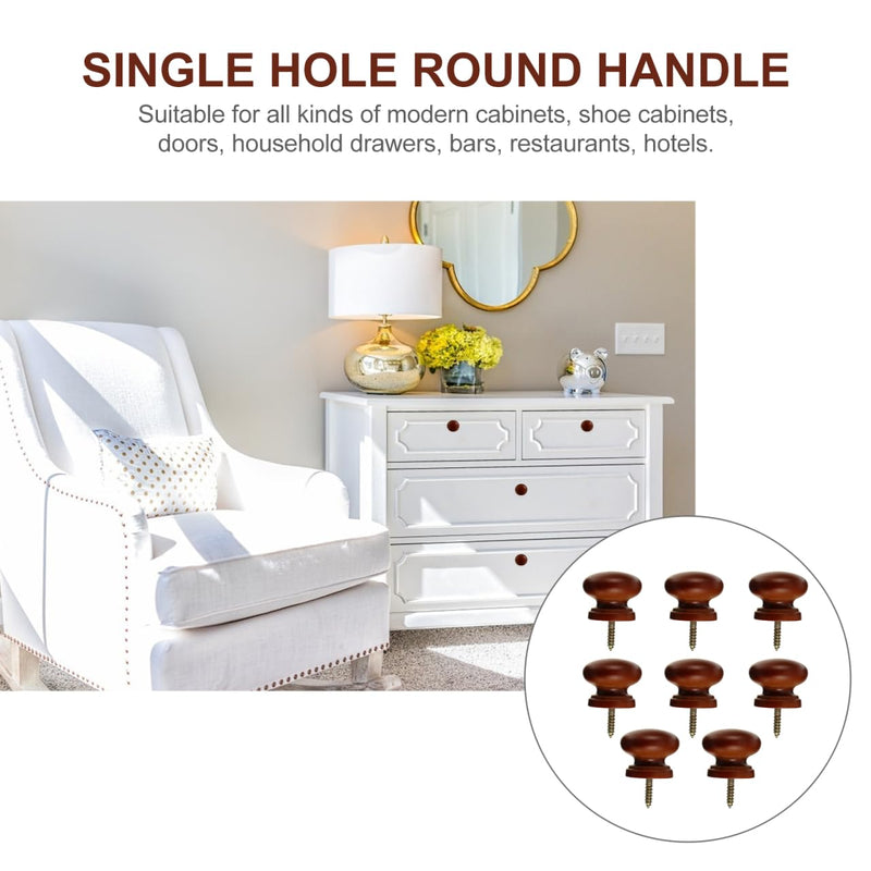 Angoily 8Pcs Solid Wood Round Door Handles 1.53 Inch Cabinet Knobs for Wardrobe Drawers Furniture Pulls Easy Install Durable Wood Drawer Knobs