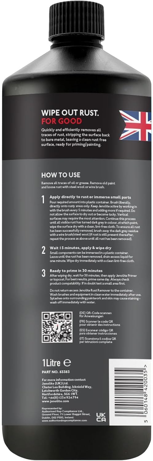 JENOLITE Rust Remover Liquid, Fast Acting Formula, Industrial Strength 1x33.8oz 33.8 Fl Oz (Pack of 1)