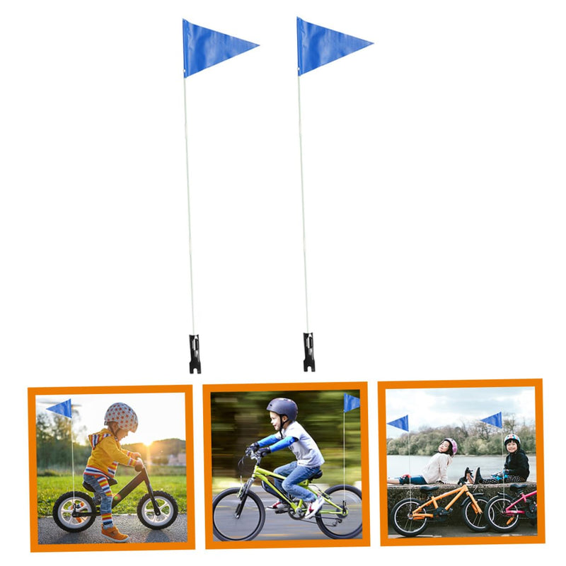 Kisangel 2Sets Bike Flags With Pole Reflective Flagpole Safety Cycling Flag Bicycle Flag Kit Safety Flag Banner for Sign Warning Flag Riding