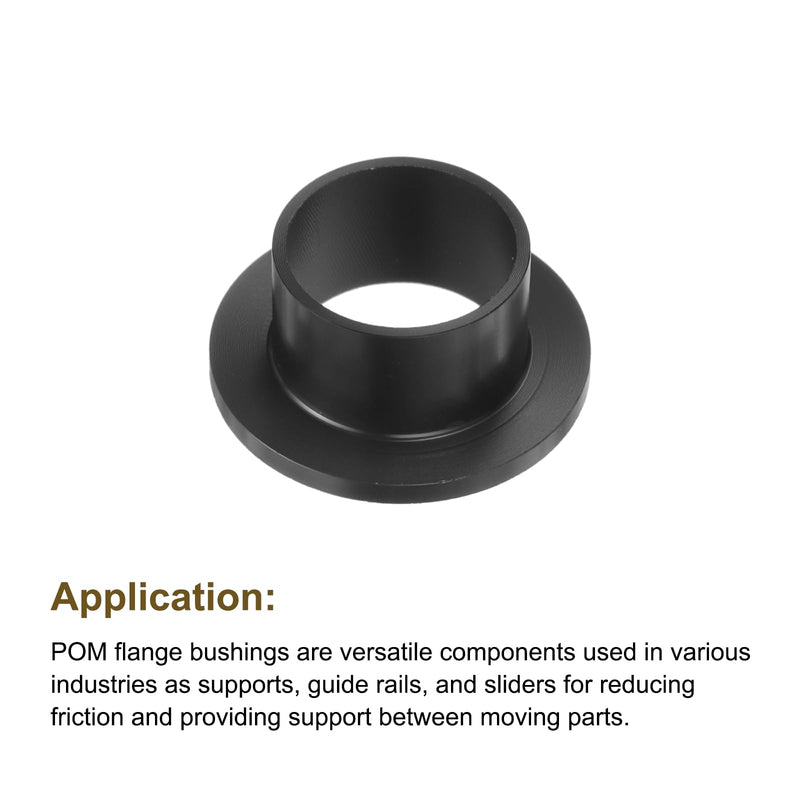 HARFINGTON 8pcs Flanged Sleeve Bearings Plastic Bushings 16mm Bore x 18mm OD x 12mm Length Black POM Bushings