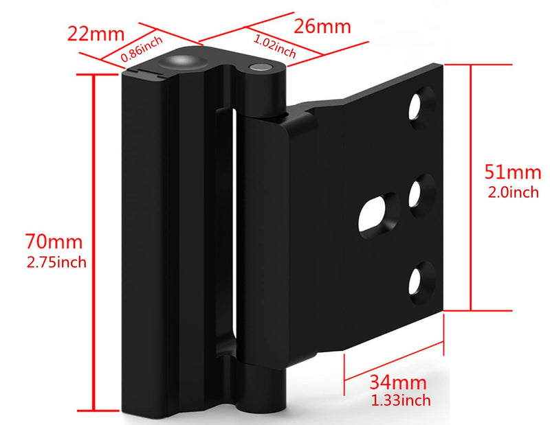 szhdx Door Security Lock, Upgrade Home Security Door Lock & Reinforcement Lock with 3 inch Stop and 8Screws, Door Lock Child Proof Security Door Stopper for Inward Swinging Door(2PC Black)