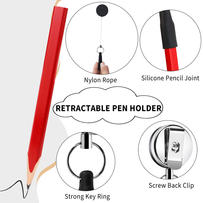 Rcybeo Carpenter Pencils 24pcs Construction Pencil 7 Inches Flat Black Carpenter Pencil with Pencil Sharpener Retractable Carpenter Pencil Holders for Woodworking Marking Tool (red) Red
