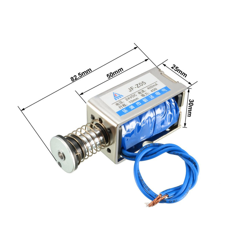 uxcell DC 24V 45N 10mm Stroke Pull Push Type Open Frame Solenoid Electromagnet Linear Motion JF-Z05