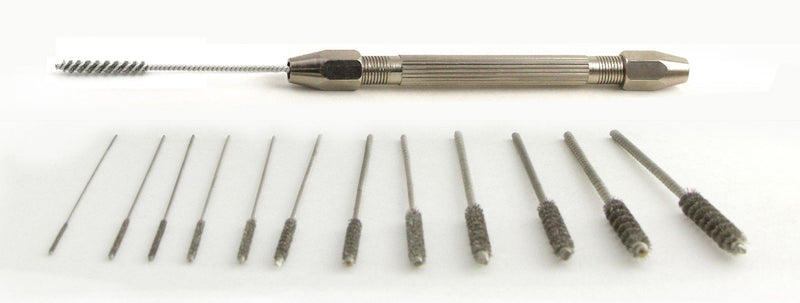 Brush Research 81AKIT Stainless Steel Mini Deburring Brush Kit (Includes .032", .047", .054",.079", .094", .109", .125", .142", .156", .172", .189" and a Pin Vise)