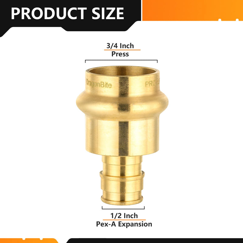 10PC Bottled HeSun 3/4" Copper Press X 1/2" PEX-A Adapter(PRESS088-10) 3/4" PRESS X 1/2" PEX-A