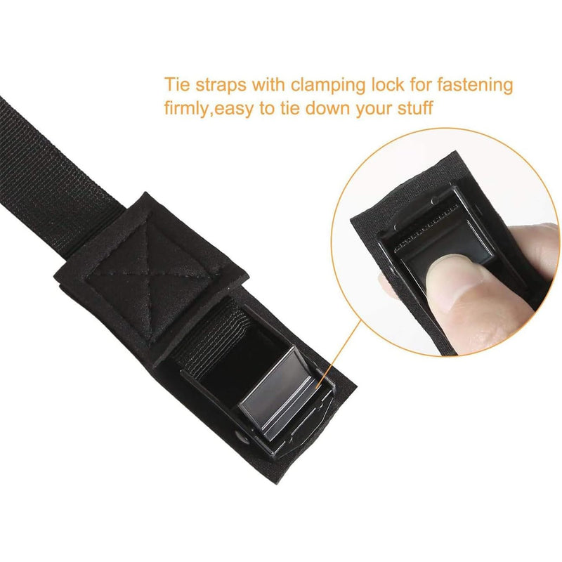 MOOCY Lashing Straps with Buckles,Adjustable Kayak Tie Down Straps Padded Cam Buckle Cargo Strap,Roof Rack Cinch Strap for Cargo, Luggage, Motorcycles, Truck, SUV, Car Roof Rack,SUP Surfboard Black 2 Pack 1"x10'
