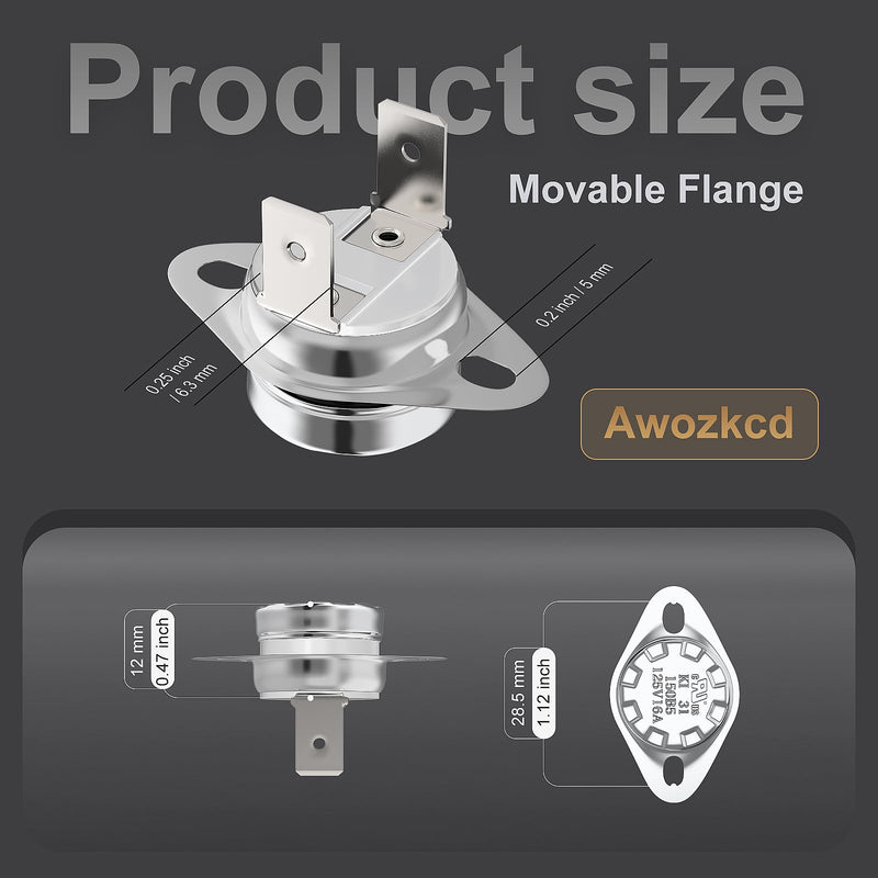 UL/CUL KSD301 Thermostat 125V 16A Thermal Shutoff Switch,160°C/320°F Off and 140°C/284°F On Bimetal Thermal Fuse,Normally Closed N.C Auto Reset Thermostatic Switch Oven Heating Element,2pcs 160°C/320°F