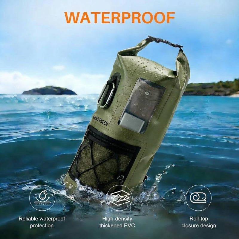 Waterproof Dry Bag 500D PVC Roll Top Dry Sack with 3 Carrying Ways, Lightweight Waterproof Bag for Kayaking, Swimming, Boating, Paddle Boarding, Hiking, Beach (Army Green, 25L) Army Green