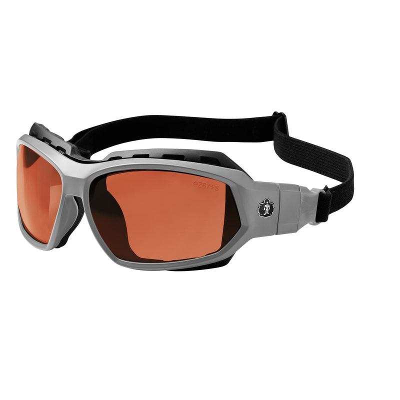Ergodyne Skullerz Loki Convertible Polarized Safety Sunglasses, Copper Lens-Includes Gasket and Strap to Convert to Goggle,Polarized Copper Lens, Gray Frame Polarized Copper Lens, Gray Frame