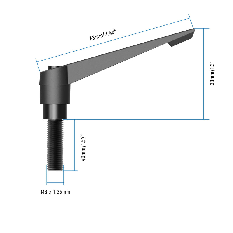 2PCS Clamping Lever Handles, M8 x 40mm Male Thread, Adjustable Quick Release Locking Rotating Screw Bolt Stud Knobs Apply for Lathe Machinery, Black