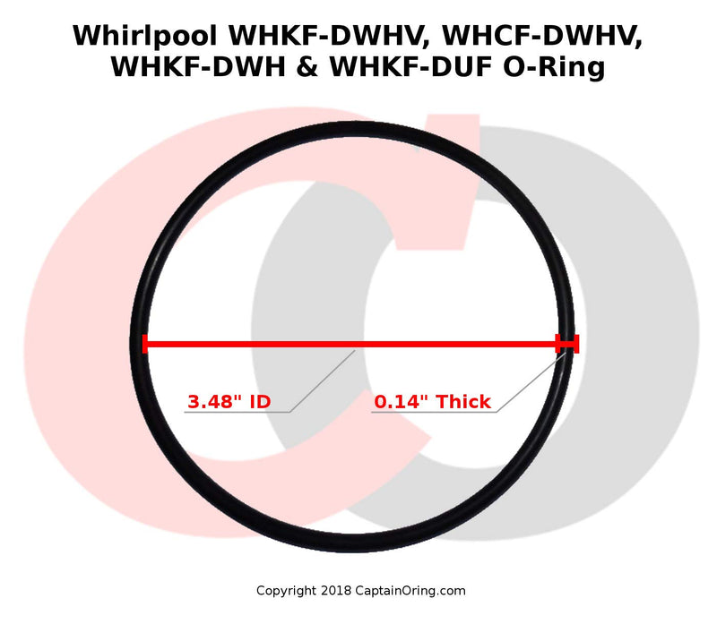 Captain O-Ring - (3 Pack) Replacement WHKF-C8 O-Rings for Whirlpool WHKF-DWHV, WHKF-DWH & WHKF-DUF Water Filter Housing