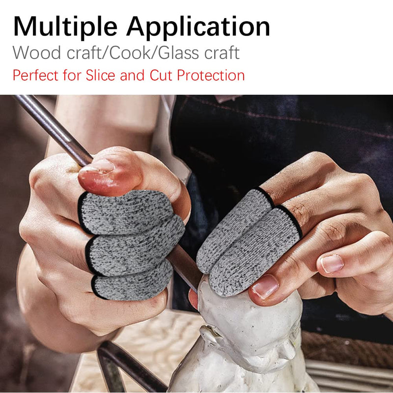 Finger Cots Cut Resistant Protector - Finger Covers for Cuts, Gloves Life Extender, Cut Resistant Finger Protectors for Kitchen, Work, Sculpture, Anti-Slip, Reusable (Gray, 12PK) Gray