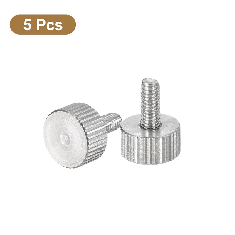 uxcell M4x10mm Knurled Thumb Screws, 5pcs 304 Stainless Steel Flat Knurled Head Fully Threaded Thumb Screws Bolts Grip Knobs Fasteners