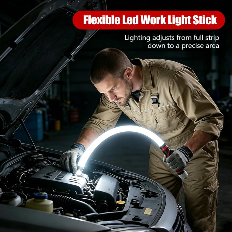 Abnaok Flexible LED Flashlight Stick, 30 in Bendable Mechanic Light with High-Lumen LED, Rechargeable Bendable Flashlight, 3 Lighting Modes, Automotive Illumination Tool for Mechanic Car Repairs
