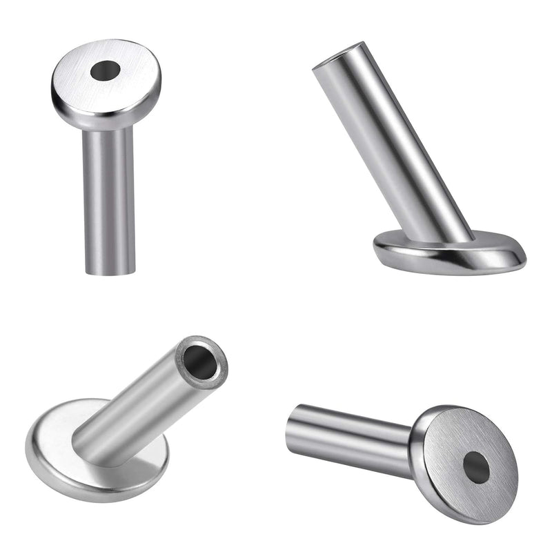 Steel DN Mate 80 Pack T316 Stainless Steel Cable Protector 30 Degree Angle Beveled Protector Sleeves, Protector Sleeve for 1/8 Cable Railing Hardware with a Drill Bit, Stair Railing Kit for Wood Post Silver