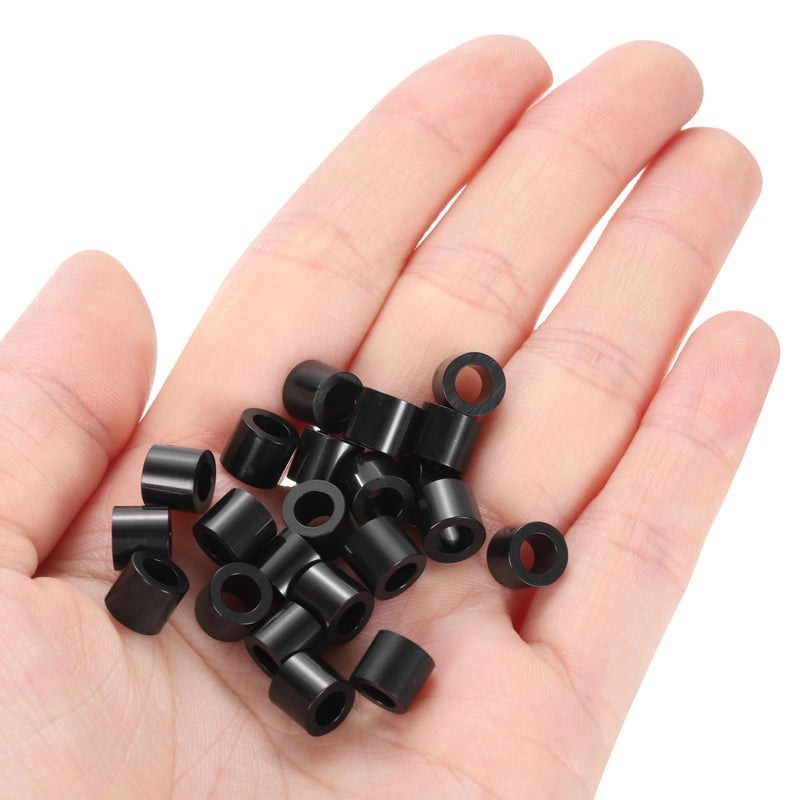 uxcell 100pcs Nylon Round Spacers 4mm ID, 7mm OD, 6mm Height Screws Spacers Without Threaded, Plastic Spacer for M4 Screws, Black