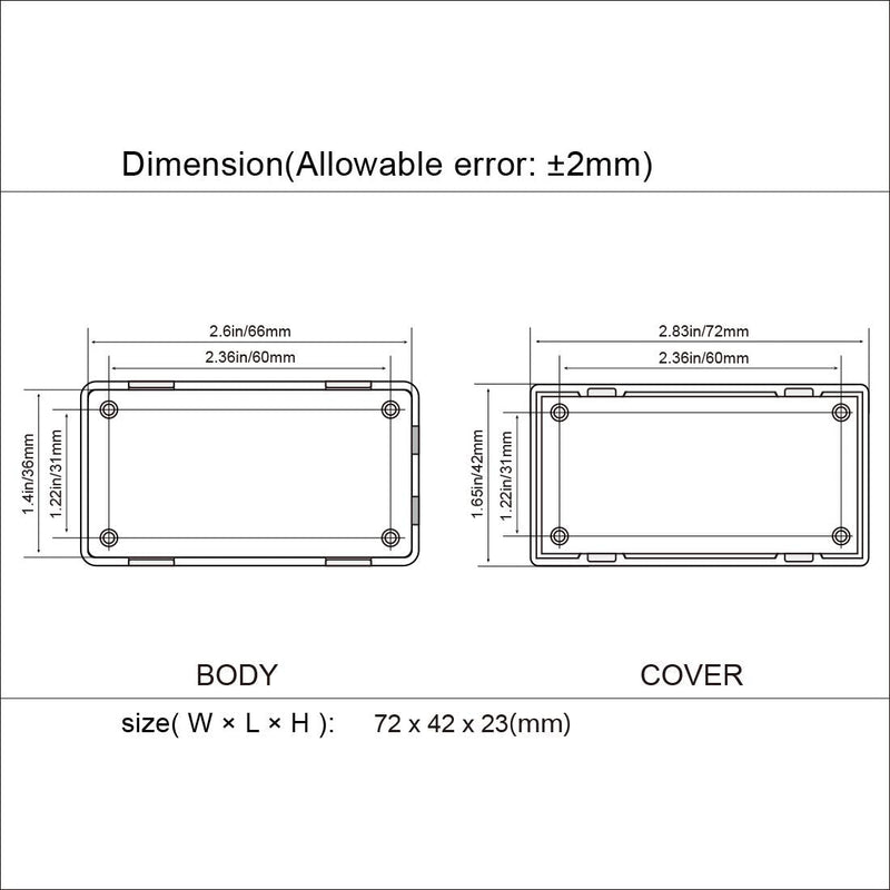 LeMotech Project Box, 5 Pieces ABS Electrical Box Small Junction Box for Electronics PCB Case,Electronic Hobby Box Black, Outside Size 2.8 x 1.7 x 0.9 inch (72x 42x 23 mm) 2.8" x 1.7" x 0.9"(5pc)