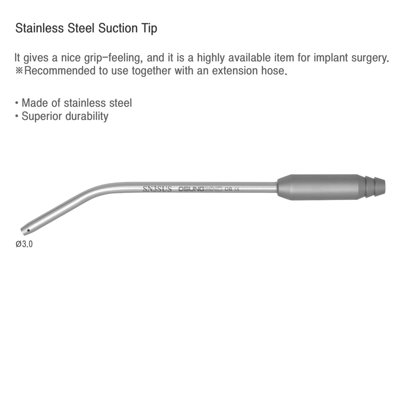 Osung SN3STS Dental Suction Tip, Stainless, STT-3SUS