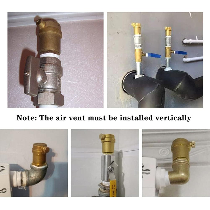 Joywayus Brass Automatic Float Valve Kit 1/4"NPT Air Bleeder Release Vent Valve Pipe Fitting Connector Adapter