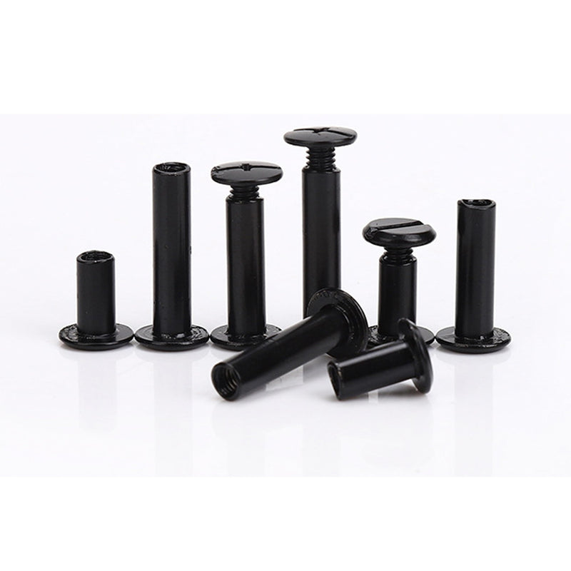 120pcs Chicago Screws Binding Screw Posts Assortment Kit, 6 Sizes(M5 x 6/10/15/25/30/45m), Carbon Steel Electrophoretic (Black) Electrophoretic-Black