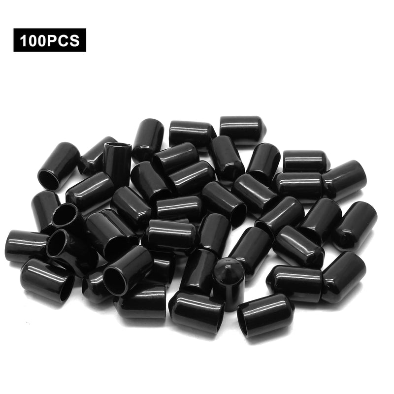 120 Pcs Round Rubber End Caps, 3/8" (9.5mm) ID Vinyl Flexible Screw Thread Protectors Screw Bolt End Protectors for Metal Tubing Rod Bolt, Black 9.5mm 120 Pcs