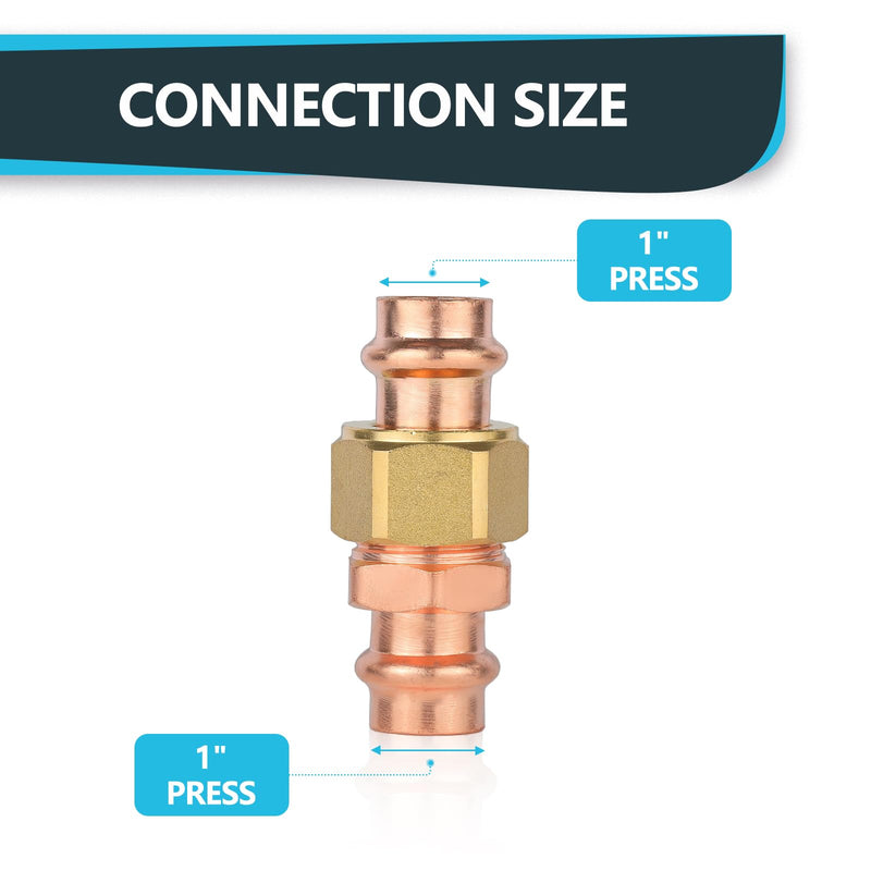 1Pack Seelink 1" Copper Press x 1" Copper Press Union Coupling(PRESS070-1) 1" x 1"