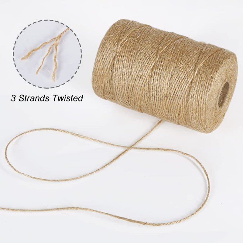 Tenn Well Natural Jute Twine, 500 Feet Long Brown Twine String Rope for Crafts, Gift Wrapping, Gardening, Bouquets, Holiday Decorations 2MM x 500FT