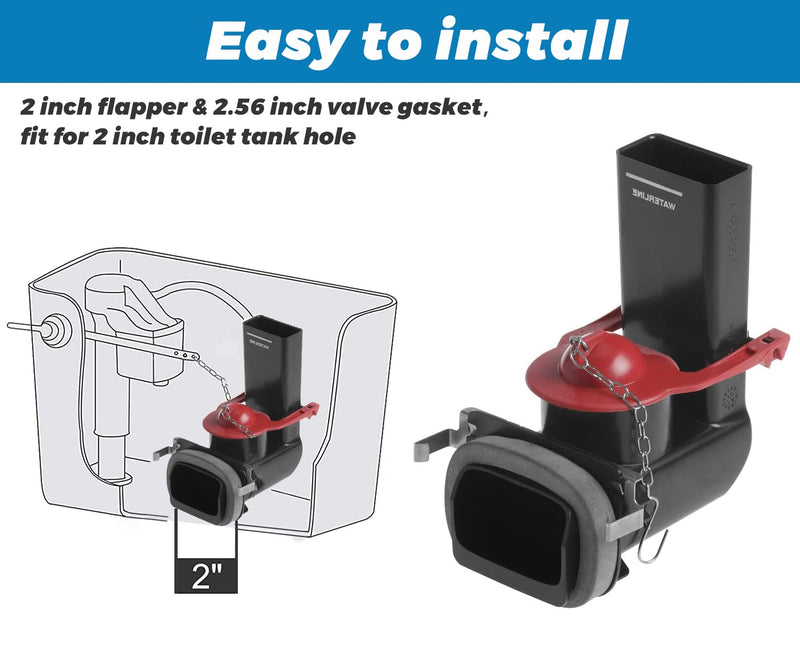 Toilet Flapper Replacement with Toilet Flush Valve Seal Gasket Compatible with Kohler Parts 84995 and 1000490 Flapper Replacement and Kohler GP83996 Gasket, 2.5 Inch ID - 2.56", OD - 3.4" Flush Valve Seal Gasket