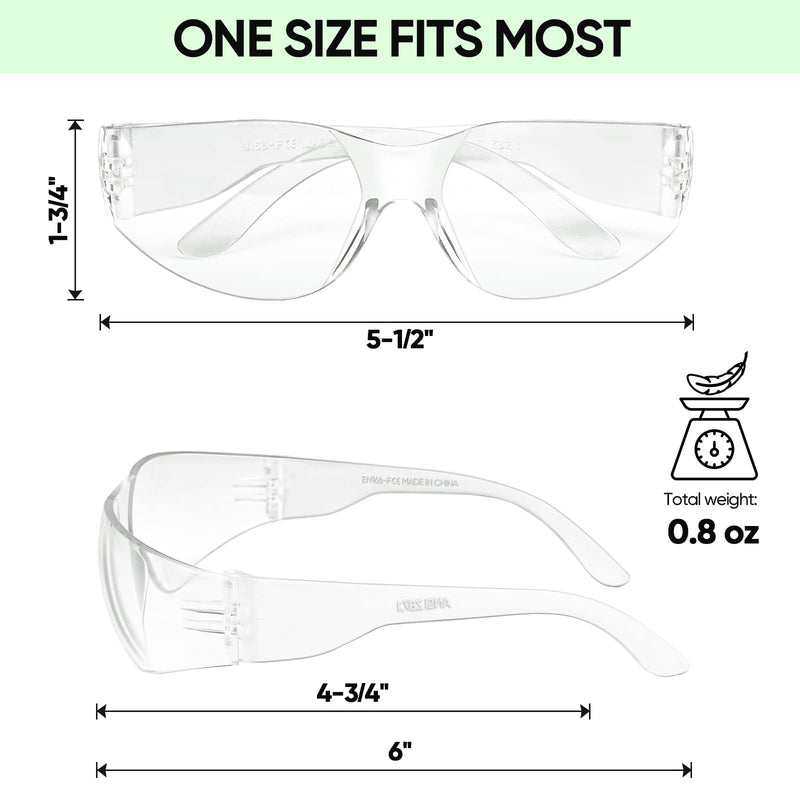 TICONN Clear Safety Glasses for Men, Safety Goggles with Scratch Impact Resistant Meets ANSI Z87.1 Standard 3 Pairs