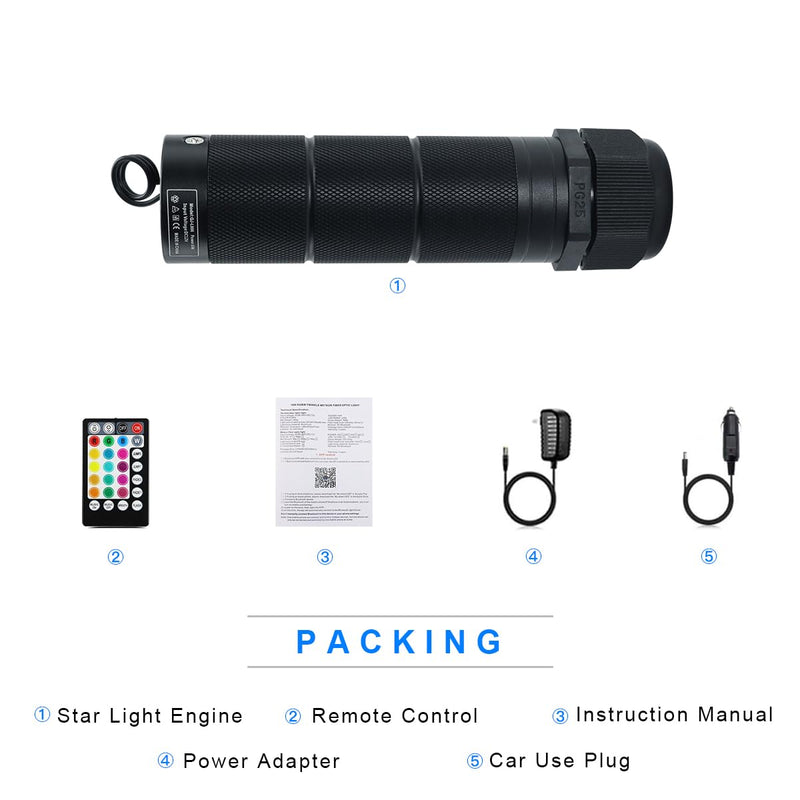 AMKI RGBW 6W Sound Mode Light Source Engine Driver Remote/APP Control Starlight Box Motor for Fiber Optic Star Ceiling Light Kit
