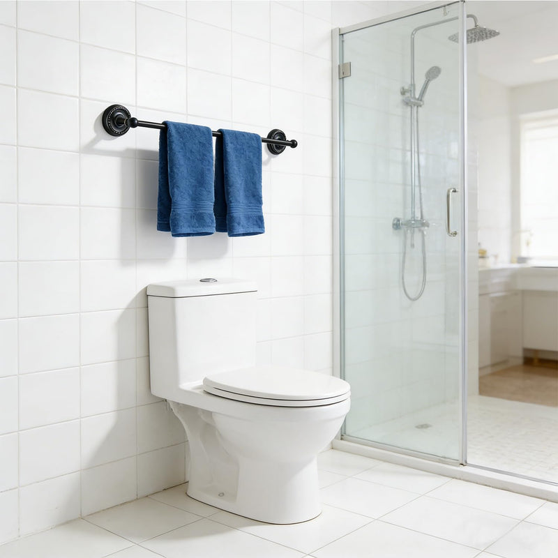 Towel Racks for Bathroom, NEWRAIN Adjustable Retractable 15-27 Inches Brass Towel Bar, Oil Rubbed Bronze Wall Mounted Towel Holder, Towel Rod for Kitchen Ring