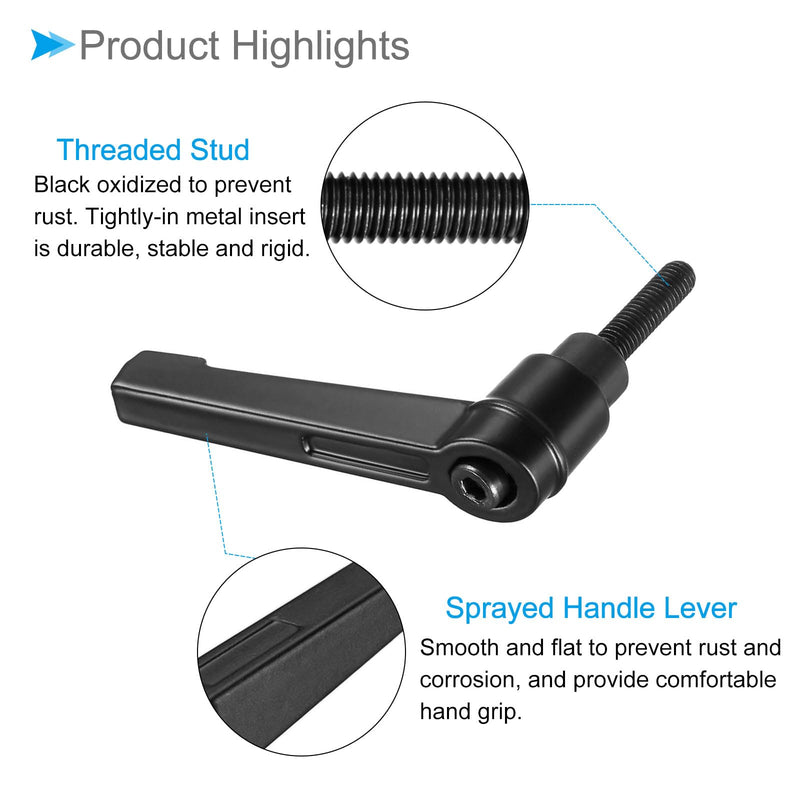 Clamping Lever Handles, M5 x 20mm Male Thread, Adjustable Quick Release Locking Rotating Bolt Knobs Black - (Applications: for Lathe Machinery), 5-Pieces