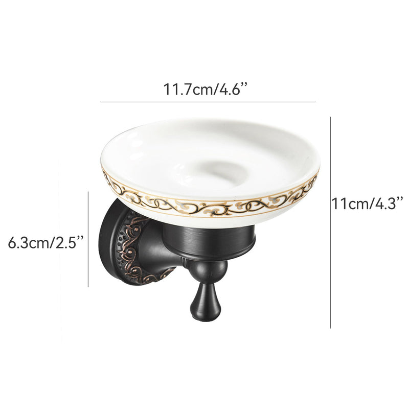 Oil Rubble Bronze Brass Bath Toilet Paper Holder with Shelf, Wall Mounted Black Bathroom Hardware Accessories, Pattern Carving Design Soap Holder
