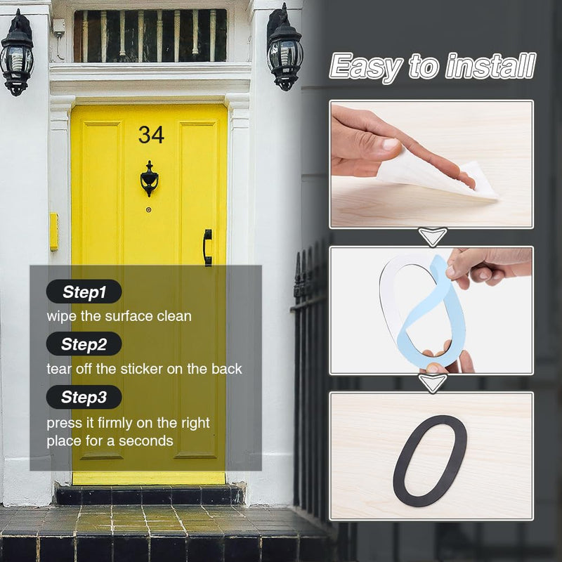 6 Inch Self-adhesive House Numbers,Stainless Steel House Number for Outside,Big Modern House Numbers, Garden Door Address Numbers for House, 911 Visibility Signage (1) 1