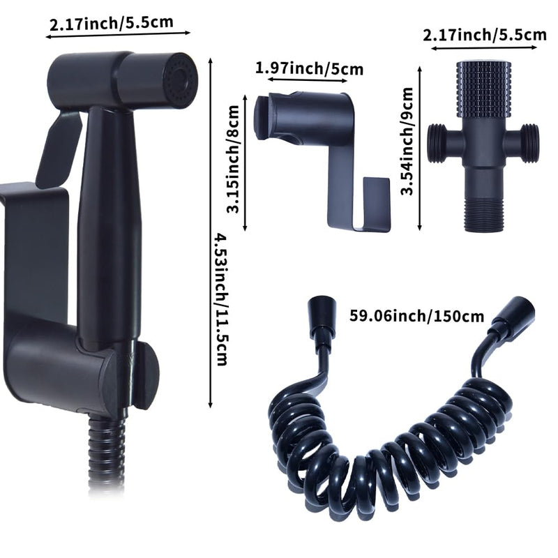 MLD Toilet Companion Bidet Pet Cleaning Bathing Caliber Pressurized Water-Saving Copper Metal Valve Body for Multi-Purpose use, Toilet, Bathtub, Bathroom Cleaning(3 Styles) (Dark Black)
