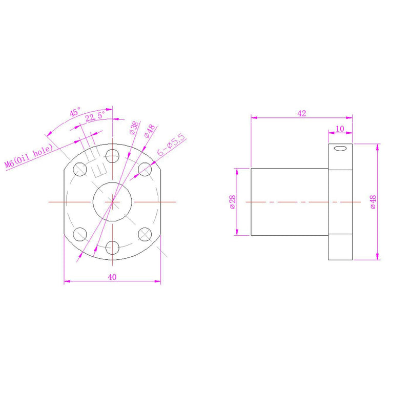 Zeberoxyz 1PCS SFU1605 Ballscrew Nut Diameter 16mm 5mm Pitch Ball Screw Single nut for 1605 nut housing Bracket CNC Carving Machine Parts