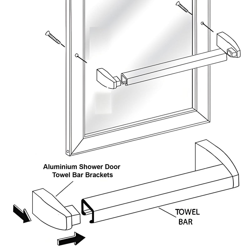 Shower Door Towel Bar Brackets for Alumax & Basco Framed Sliding Glass Doors – Heavy-Duty Aluminum Replacement Parts for Shower Door Towel Rod (2 Pack)