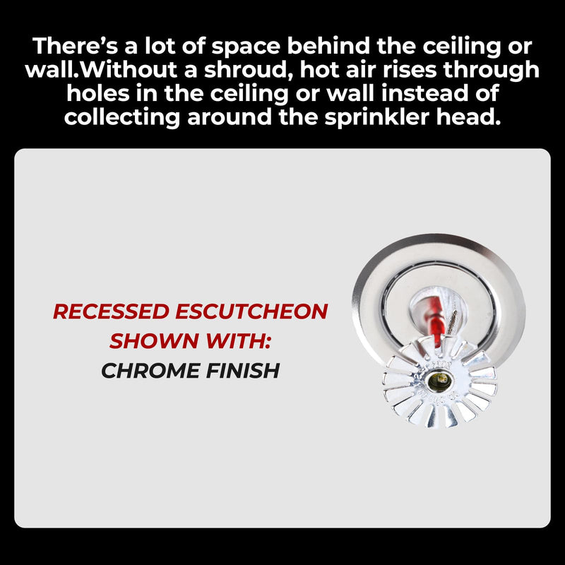 10 Pack 1/2'' IPS Fire Sprinkler Escutcheon - 3/4" Depth Adjustment Range, Recessed Chrome Escutcheon Plate Split 2 Piece for Fire Sprinkler Trim
