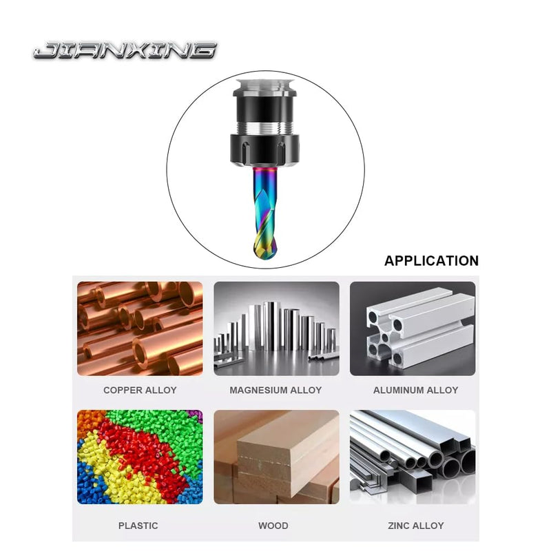 1/4" Extra Long DLC Coated 2-Flute Carbide Ball Nose End Mill, 4" Overall Length, Ideal for Aluminum, Copper Alloys & Plastic Machining–High Precision & Wear-Resistant Cutting Tool (1 Piece) 1/4" Extra Long