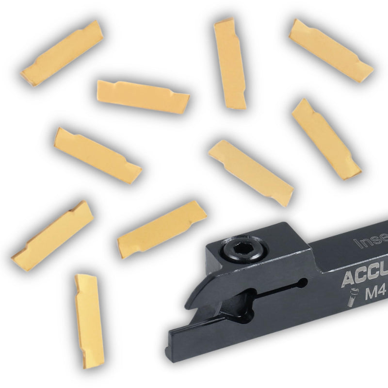 Accusize Industrial Tools 3/8" x 3/8'' Cut-Off Holder, Parting Tool, Mgehr06-2 of 2387-2003 with 10 Carbide Inserts for Cutting Steel, 2387-0003ins | For Steel, MGMN200 Inserts Included, 1 Indexable Holder Plus 10 Carbide Inserts, 2387-0003INS