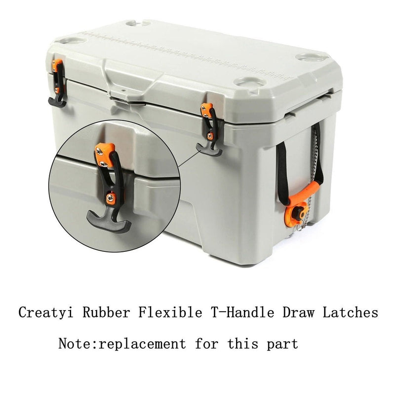 Creatyi 2 PCS Latest Model 8'' Rubber Flexible T-Handle Draw Latches,for Tool Box,Cooler, Golf Cart, Engineering Machine Hood or Farm Machinery Style 4