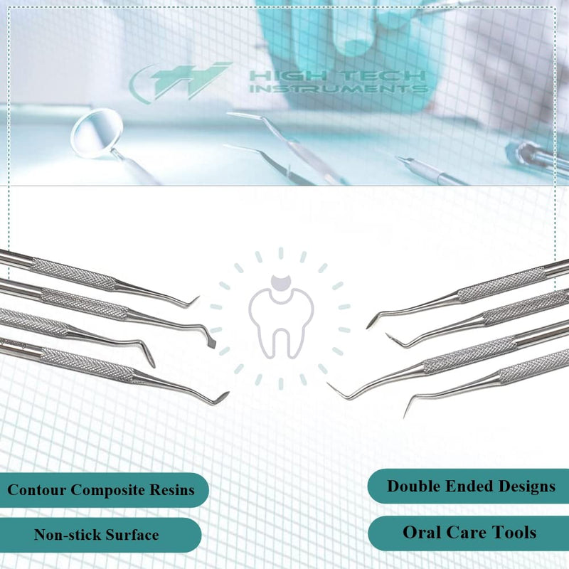 Dental Hollenback Wax Modelling Carvers Amalgam Double Ended Restorative 4 Pcs Instruments Set Made of Stainless Steel with Knurled Handles for Firm Grip by HTI 4 Pcs Hollenback Carvers