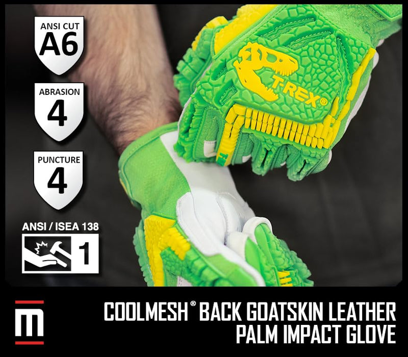 MAGID T-REX Windstorm Series ANSI A6 Goatskin Palm Impact Gloves, 1 Pair, 9/Large, TRX743 9/L