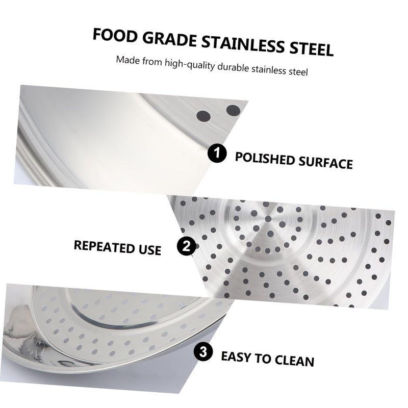 Cabilock 12.20 Inch Stainless Steel Steamer Rack with Holes Thick Food Steaming Tray for Wok Cooking Vegetables Fish Dumplings Kitchen Steamer Basket 30cm