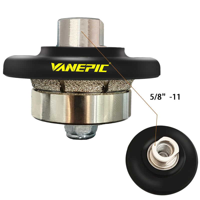3/16 inch B5 Diamond Demi bullnose Half Bullnose Profile Wheel Diamond Hand Profiler Router bit with 5/8-11 Thread for Grinder Polisher Granite Marble Concrete and Countertop Edge
